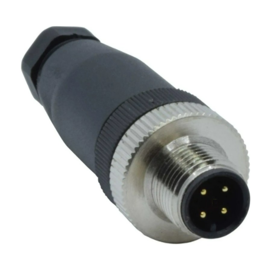 Conector M12 macho 4 pines, armable metálico